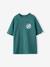T-Shirt with Front/Back Motif, Faded Effect, JONEN aqua green+ecru 