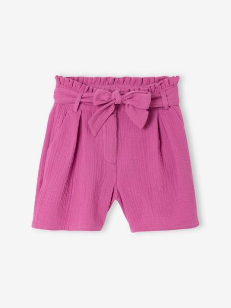 Cotton Gauze Shorts with Belt for Girls violet 