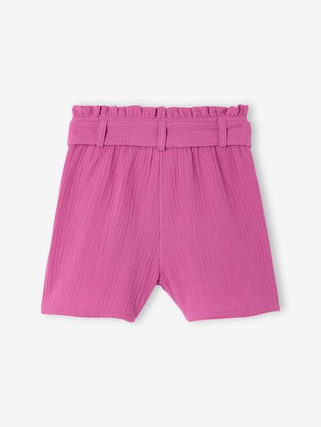 Cotton Gauze Shorts with Belt for Girls violet 