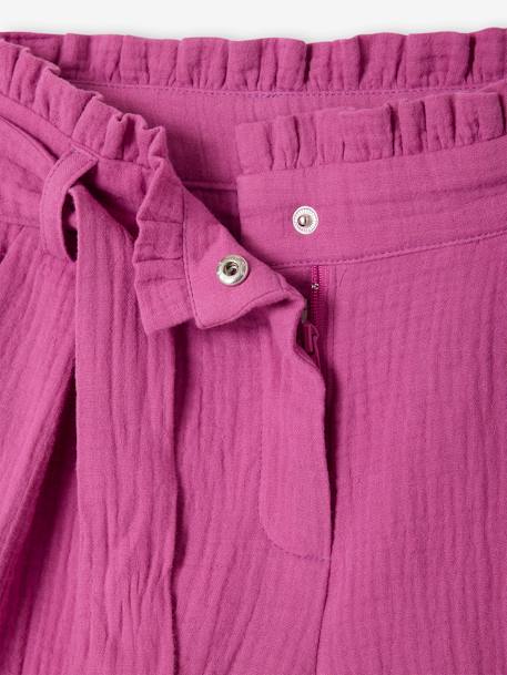 Cotton Gauze Shorts with Belt for Girls violet 