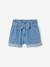 Light denim paperbag shorts for girls light blue 