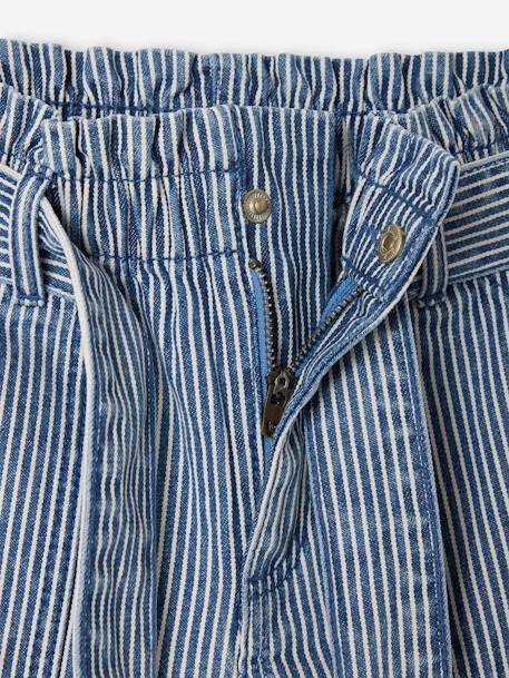Striped paper bag shorts for girls striped blue 