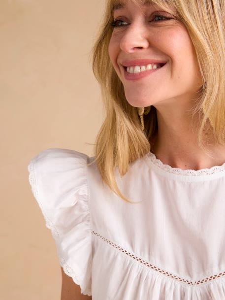 Blouse in Cotton Voile, ENVIE DE FRAISE ecru 