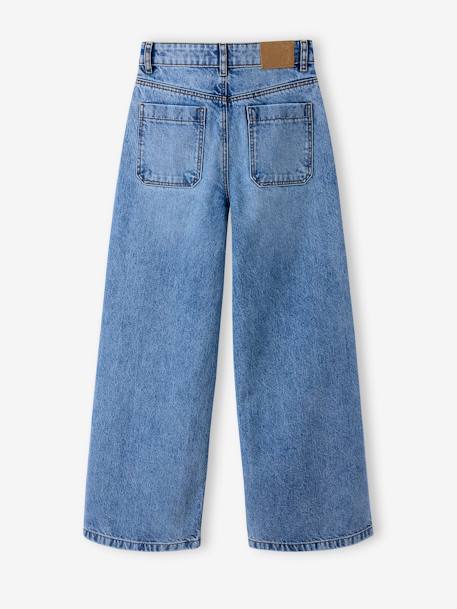 Distressed Wide-Leg Jeans for Girls, JONEN light blue+medium blue 