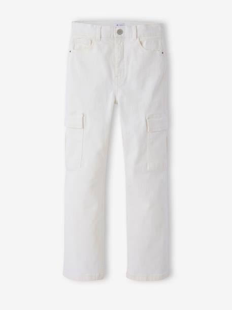 Cargo Trousers for Girls, JONEN anthracite+ecru 