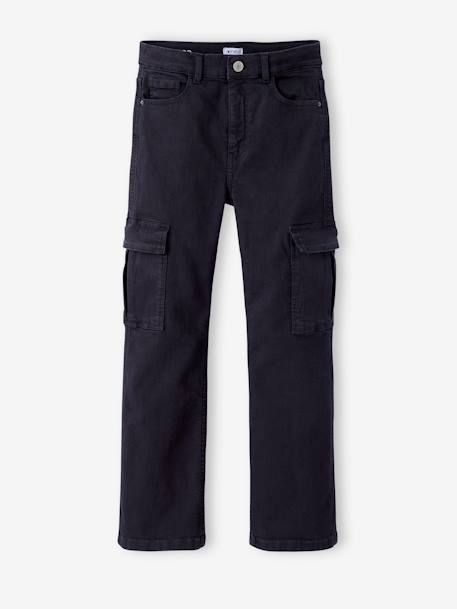 Cargo Trousers for Girls, JONEN anthracite+ecru 