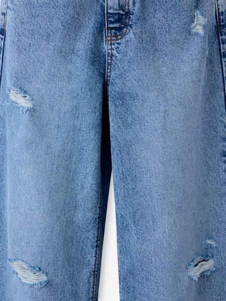 Distressed Wide-Leg Jeans for Girls, JONEN light blue+medium blue 