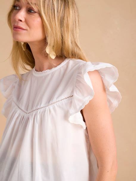 Blouse in Cotton Voile, ENVIE DE FRAISE ecru 