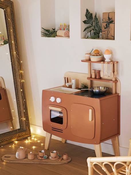 Wooden Design Kitchen - FSC®100 Certified caramel+Light Blue 