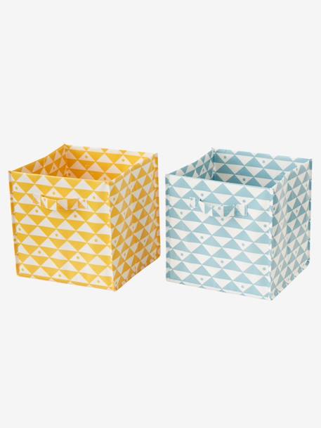 Set of 2 Storage Boxes Green+Yellow/Blue 