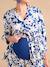 Floral Print Wide-Leg Trousers with Belly Band for Maternity by ENVIE DE FRAISE royal blue 