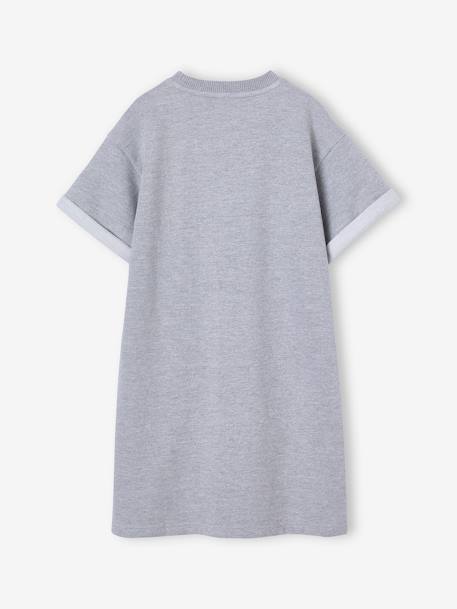 Girls' dress in lightweight fleece green+marl grey+sage green+striped blue 