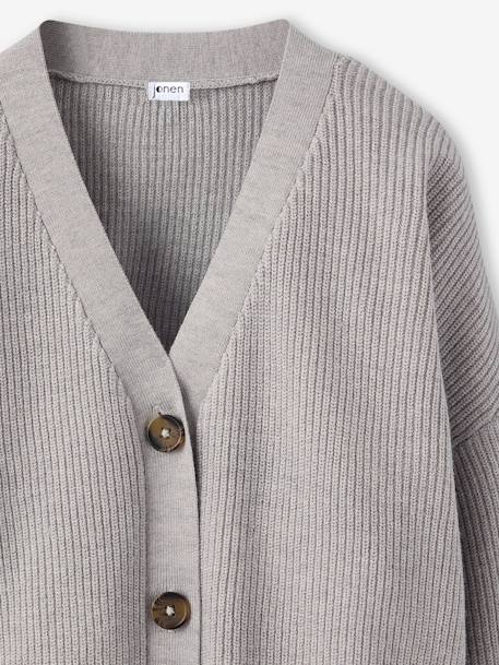 Cropped Cardigan for Girls, JONEN ecru+marl grey 