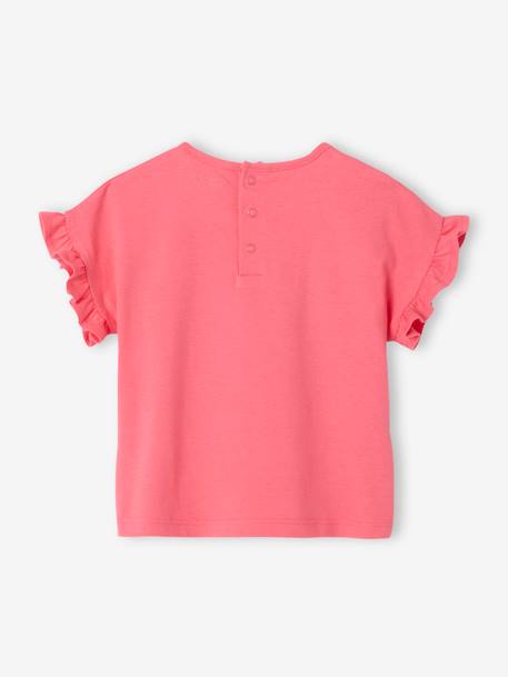 Baby t-shirt with frilled sleeves and fruit design sweet pink 