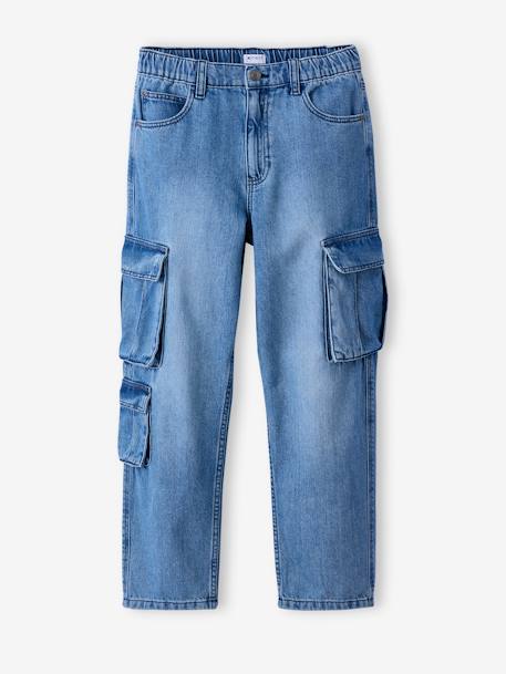 Loose fit denim battle trousers for boys bleached denim+denim grey 