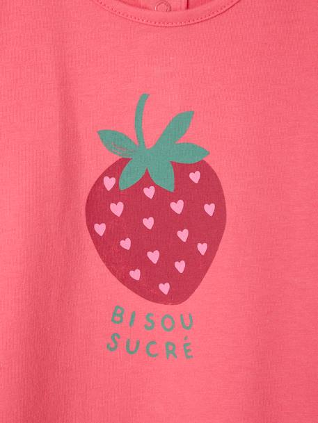 Baby t-shirt with frilled sleeves and fruit design sweet pink 