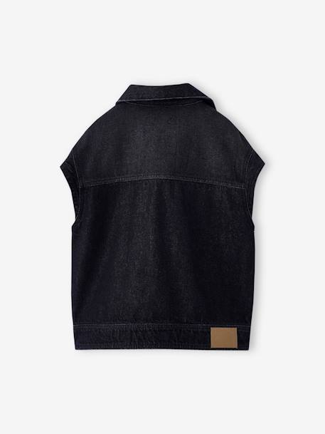 Sleeveless Oversized Denim Jacket for Girls, JONEN denim grey 