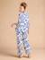 Floral Print Wide-Leg Trousers with Belly Band for Maternity by ENVIE DE FRAISE royal blue 