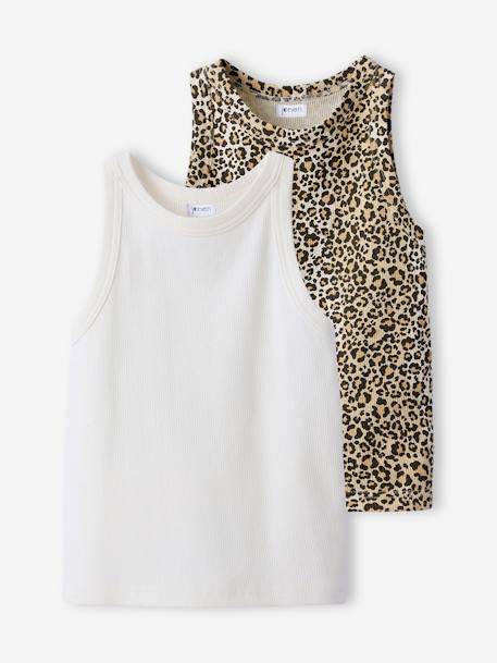 Pack of 2 Strappy Tops for Girls, JONEN beige 