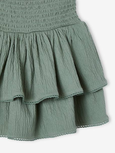 Frilly Skirt with Smocked Waist, for Girls sage green 