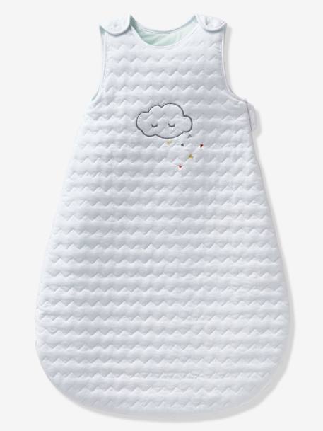 Quilted Baby Sleep Bag with Detachable Sleeves, Organic Collection, Cloud & Triangles Theme White 