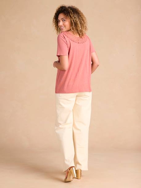 T-Shirt for Maternity with Macramé Front/Back Neckline tomato red 