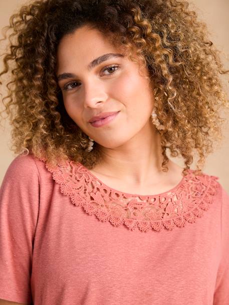 T-Shirt for Maternity with Macramé Front/Back Neckline tomato red 