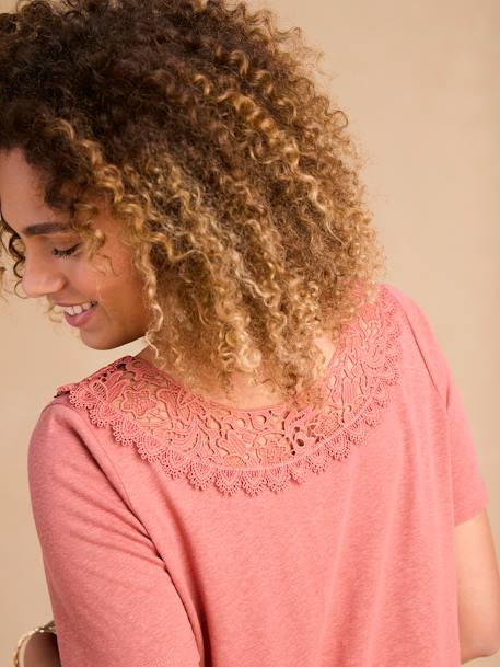 T-Shirt for Maternity with Macramé Front/Back Neckline tomato red 