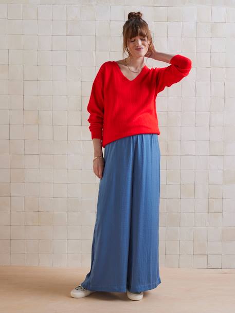 Wide-Leg, Loose-Fitting Trousers for Maternity black+denim blue+olive 