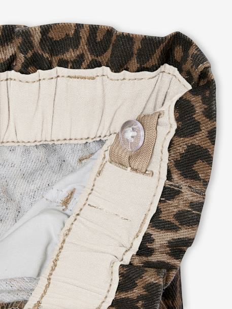 Wide-leg paperbag leopard print trousers for girls beige+chocolate+multicoloured+vanilla 