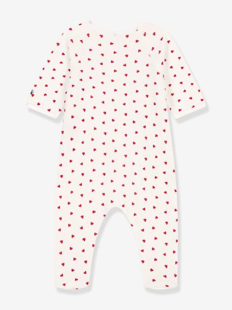 Velour Hearts Sleepsuit for Babies, PETIT BATEAU white 