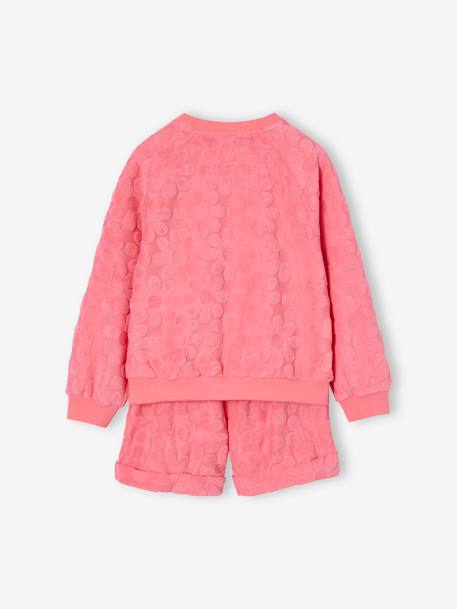 Fleece Sweatshirt & Floral Shorts Set for Girls sweet pink 