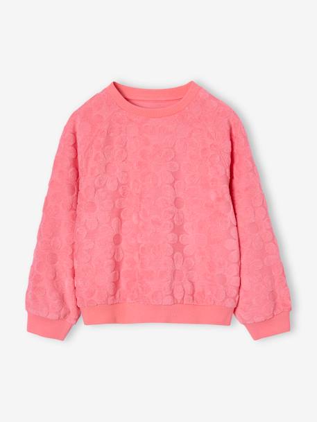 Fleece Sweatshirt & Floral Shorts Set for Girls sweet pink 