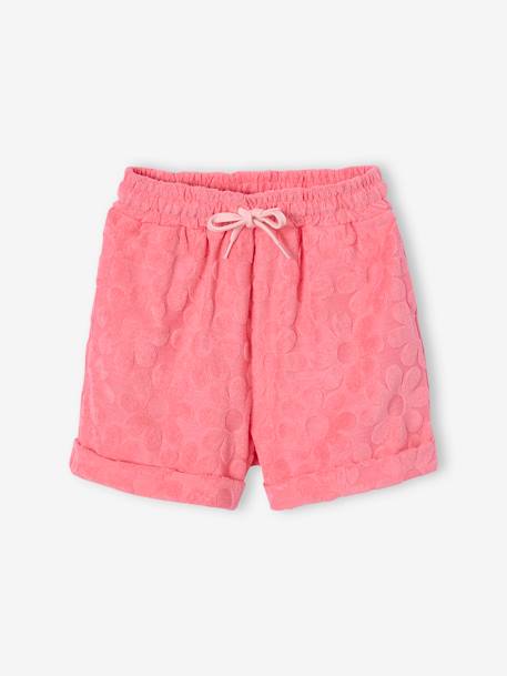 Fleece Sweatshirt & Floral Shorts Set for Girls sweet pink 