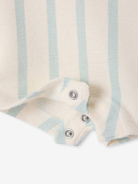 Printed Fleece Playsuit chequered beige+striped blue 