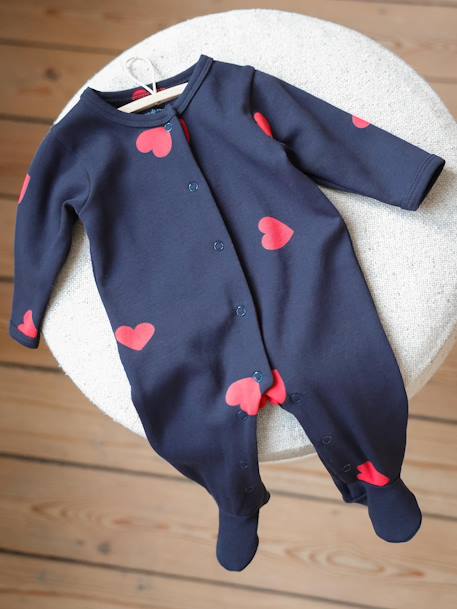 Velour Sleepsuit, 'Mon coeur' by ENVIE DE FRAISE navy blue 