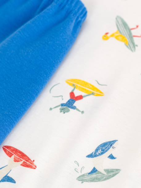 Pyjama Set with Surfer Motifs for Children, PETIT BATEAU white 
