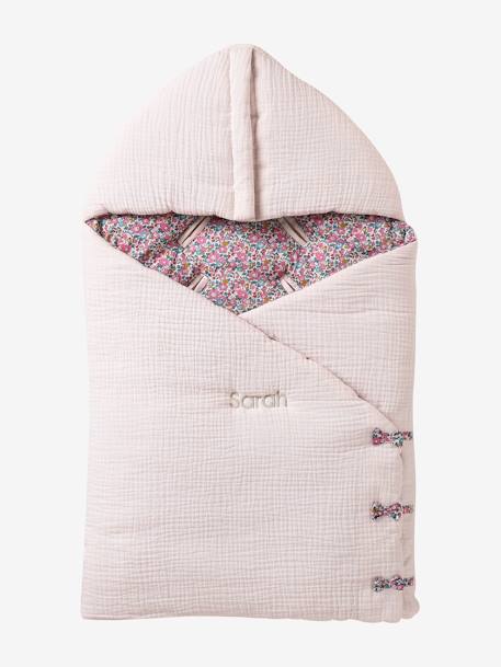 Organic Cotton Gauze Baby Nest, ENVIE DE FRAISE pale pink 