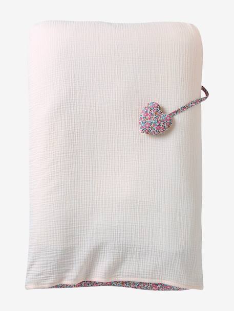 Changing Mat Cover in Liberty Fabric, ENVIE DE FRAISE pale pink 