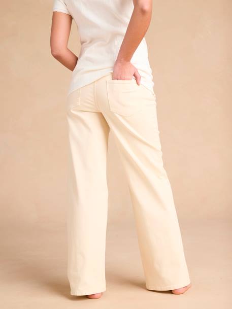 Wide-Leg Maternity Jeans with Seamless Belly Band, ENVIE DE FRAISE ecru 
