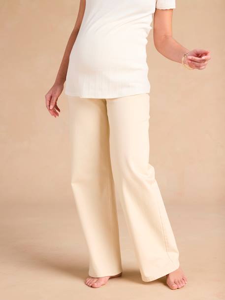 Wide-Leg Maternity Jeans with Seamless Belly Band, ENVIE DE FRAISE ecru 
