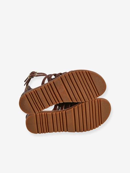 Pair of Leather-Look Gladiator Sandals for Children, Designed for Autonomy brown 