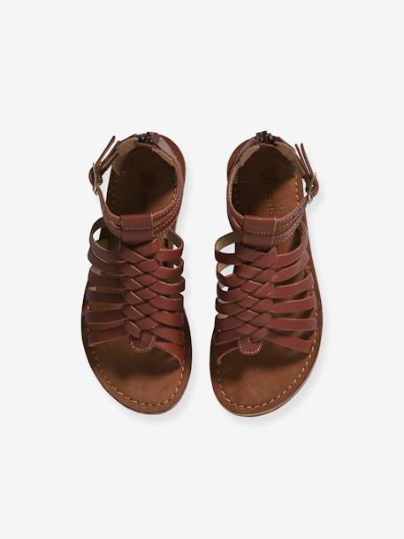 Pair of Leather-Look Gladiator Sandals for Children, Designed for Autonomy brown 