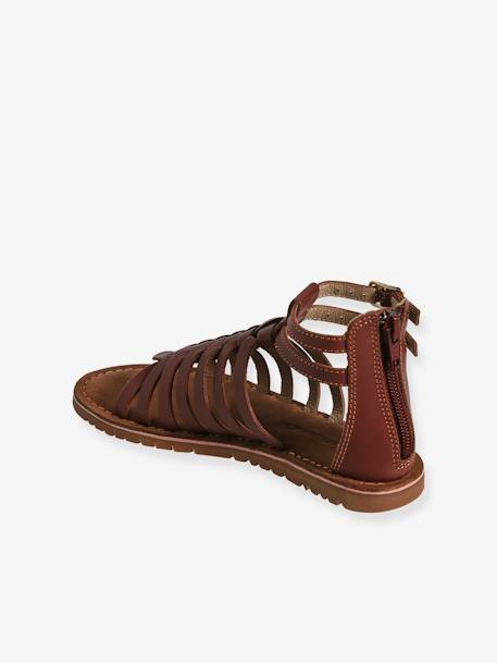 Pair of Leather-Look Gladiator Sandals for Children, Designed for Autonomy brown 