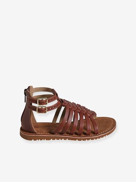 Pair of Leather-Look Gladiator Sandals for Children, Designed for Autonomy brown 