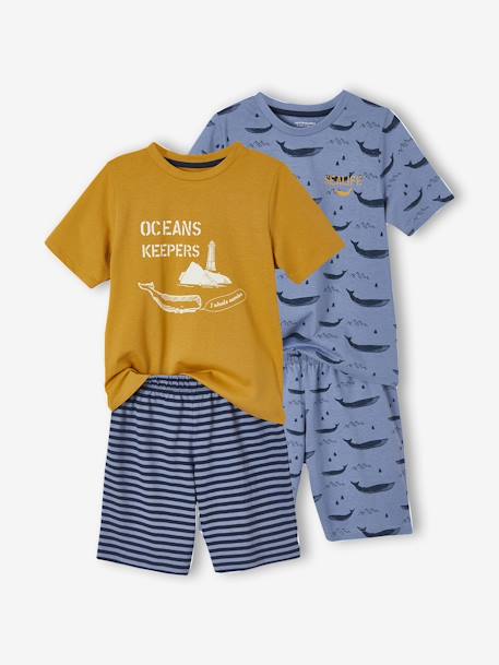 Pack of 2 Whale Pyjamas for Boys YELLOW MEDIUM SOLID WTH DESIGN 