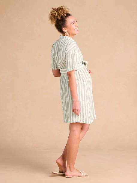 Cotton Gauze Shirt Dress with Wide Straps, Maternity & Nursing Special, ENVIE DE FRAISE sage green 