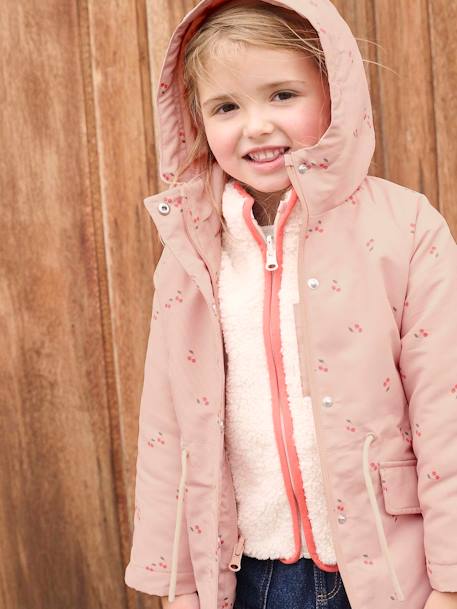 3-in-1 girls' parka pale pink 