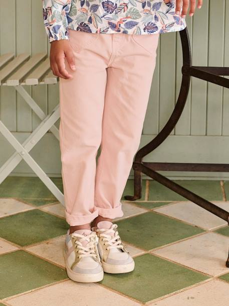Paperbag trousers for girls with heart pockets rosy 