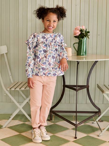 Paperbag trousers for girls with heart pockets rosy 